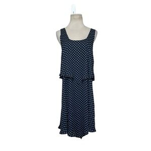 Jules & Leopoldo navy blue polka dots sleeveless dress size Small